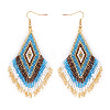 Bohemian Handmade Glass Seed Beads Tassel Dangle Earrings CB9270-5-1