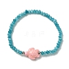 2Pcs 2 Styles Synthetic Turquoise & Dyed Natural Malaysia Jade Rondelle Beads Beads Stretch Bracelets for Women BJEW-JB13599-03-3