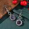 Hexagon Natural Amethyst Dangle Earrings EJEW-K298-01P-01-2