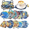 DIY 5D Diamond Painting Fish Cup Mat Kits PW-WG53595-01-1