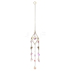 Glass Teardrop & Iron Rhombus Suncatchers HJEW-G028-01B-1