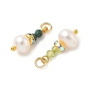 3Pcs 3 Styles Faceted Natural Peridot & Moss Agate & Natural Green Aventurine and Potato Pearl Pandants PALLOY-JF06048-03-2