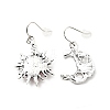 Resin Beaded Moon and Sun Asymmetrical Earrings EJEW-C036-01C-2