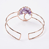 Natural Gemstone Chip Bead Cuff Bangles BJEW-L624-A-3