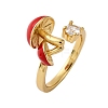 Brass Micro Pave Cubic Zirconia Open Cuff Rings for Women RJEW-U057-26G-02-4
