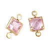 SHEGRACE Brass Pave Cubic Zirconia Square Connector Charms XGRQ2O093-440E-G-2