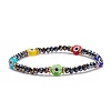 Glass & Lampwork Evil Eye Beaded Stretch Bracelet for Women BJEW-TA00136-02-1