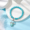 Synthetic Turquoise Stretch Bracelets with Angel Charms BJEW-JB11046-03-2