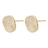 Brass Micro Pave Cubic Zirconia Stud Earring Findings with Loops CU-CBA1682-03G-1
