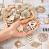 100Pcs 10 Styles Undyed Natural Wooden Big Pendants WOOD-EL0001-03-7