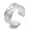 Non-Tarnish 304 Stainless Steel Twist Rope Pattern Open Cuff Ring for Women RJEW-I098-15P-1