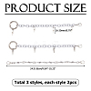 6Pcs 3 Style Aluminum Boot Strap Chains HJEW-HS00095-2