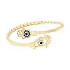 Eye Theme Brass Micro Pave Cubic Zirconia Cuff Bangles for Women BJEW-F526-01B-G-4