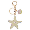 1Pc Diamond-Studded Starfish Shell Car Zinc Alloy
 Keychain Acrylic Cute Men and Women Bag Pendant Metal Keychain Ring Gift KEYC-SP0001-18B-1