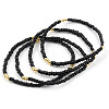 Brass & Black Glass Seed Beaded Stretch Bracelet Sets GV0095-5