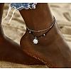 Sun Alloy Charm Waxed Cord Double Layer Anklets for Women FS-WG12E23-01-2