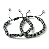 Adjustable Natural Labradorite and Non-magnetic Synthetic Hematite Braided Bead Bracelets BJEW-Z090-01I-4