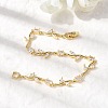 Leaf Brass Micro Pave Clear Cubic Zirconia Link Chain Bracelets BJEW-C130-02G-2