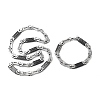 PVD Vacuum Plating 201 Stainless Steel Rectangle Link Chain Necklace & Bracelets Set SJEW-G083-17EBP-1