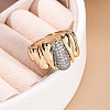 Brass Micro Pave Clear Cubic Zirconia Cuff Finger Rings for Women RJEW-C116-16G-1