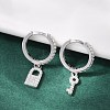 Lock & Key 925 Sterling Silver Micro Pave Clear Cubic Zirconia Hoop Earrings for Women EJEW-G427-01P-03-1