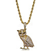 Alloy Full Crystal Rhinestone Owl Pendant Rope Chain Necklaces for Unisex WG4DB42-01-2