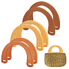   6pcs 3 Colors Dyed Wood Bag Handles WOOD-PH0002-50-1