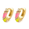 Rack Plating Brass Micro Pave Clear Cubic Zirconia & Enamel Hoop Earrings for Women EJEW-G410-53G-1