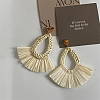 Teardrop with Fan Alloy Rattan Clip-on Earrings FS-WGFEF3F-04-1