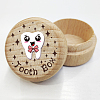 Round Beech Wooden 3D Engraved My First Tooth Box CON-WH0120-004-1