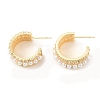 Plastic Pearl Beaded Half Round Stud Earrings with Clear Cubic Zirconia EJEW-C060-06G-1