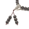 Natural Lava Rock & Cubic Zirconia Round Beads Stretch Bracelet BJEW-JB07200-5
