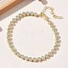 Brass Pave Cubic Zirconia Flat Round Link Chain Bracelets KK-CBA6980-17G-B-1