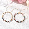 2Pcs Adjustable Natural Green Jade Imitation Tourmaline & Brass Beads Braided Bead Bracelets for Women BJEW-JB13542-01-1