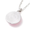 Glass Flat Round Pendant Necklace with Brass Chain NJEW-A003-01A-3