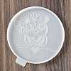 Flat Round with Owl & Flower DIY Cup Mat Silicone Molds LS-SIL-F007-06D-2
