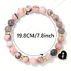 12 Constellations Natural Zebra Jasper Round Beaded with Enamel Heart Charm Bracelets WGB6967-11-2