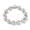 Non-Tarnish 304 Stainless Steel Beads Ball Chain Bracelets for Women BJEW-B092-01C-P-1