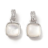 Brass Micro Pave Cubic Zirconia with Natural Shell Charms KK-G533-15P-1