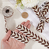 3Skeins Polyester Leaf Jacquard Ribbons SRIB-CY0001-20A-3