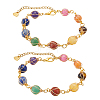 2Pcs Round Natural Mixed Gemstone Beads Bracelets for Women BJEW-UN00019-1