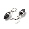 Bullet Natural Obsidian Pendant Hoop Earrings for Girl Women EJEW-JE04636-01-4