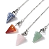 Cone Natural Red Agate & Blue Spot Jasper & Rose Quartz & Green Aventurine Pointed Dowsing Pendulums HJEW-JM04048-2