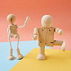 Unfinished Blank Wooden Robot Toys AJEW-TA0001-03-14