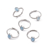 Oval Natural Aquamarine Adjustable Rings RJEW-G273-04P-02-1