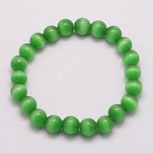 Cat Eye Beads Stretch Bracelets BJEW-F242-8mm-01