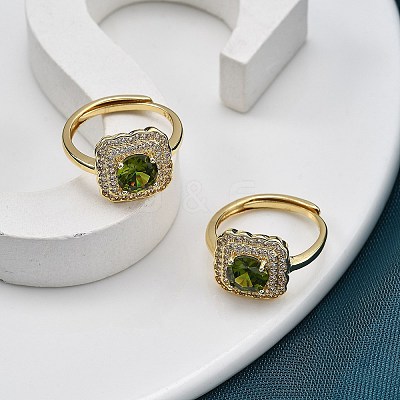 Adjustable Rack Plating Brass Micro Pave Cubic Zirconia Finger Rings for Women RJEW-M028-45G-1