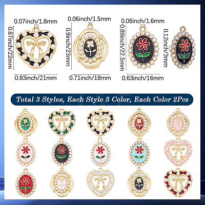 30Pcs 15 Styles Alloy Enamel Pendants FIND-SC0023-25-1