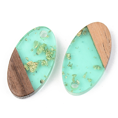 Transparent Resin & Walnut Wood Pendants RESI-S389-041A-B02-1
