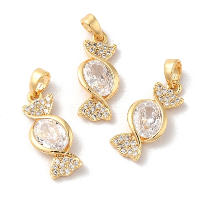 Brass Cubic Zirconia Pendants KK-M243-40G-1